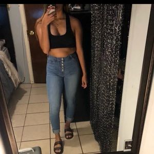 High waisted button up jeans